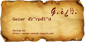 Geier Árpád névjegykártya